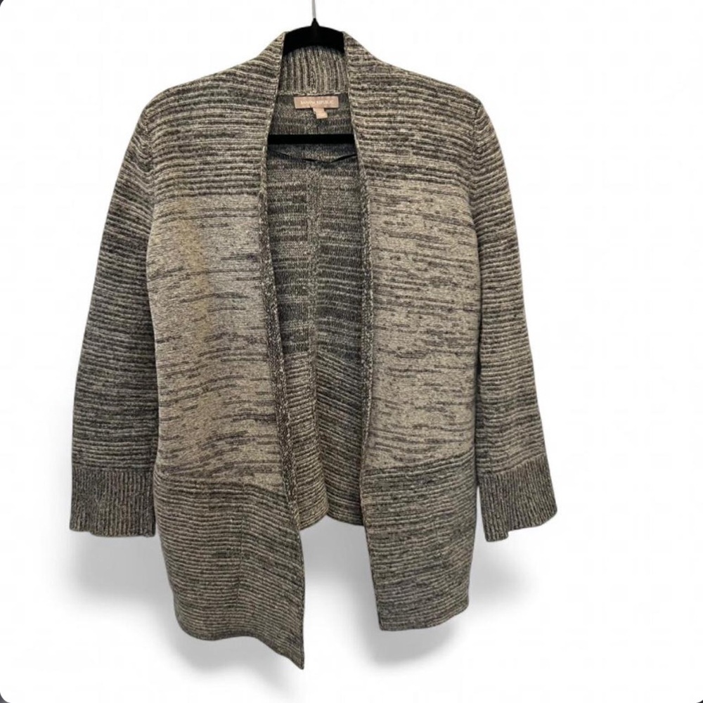 Banana Republic Merino Wool Blend Open Front Cardigan Women's M Hyper Stripe
